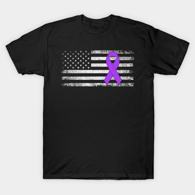 Hodgkin's Lymphoma Breast Cancer Awareness Classic American Flag T-Shirt by Gendon Design